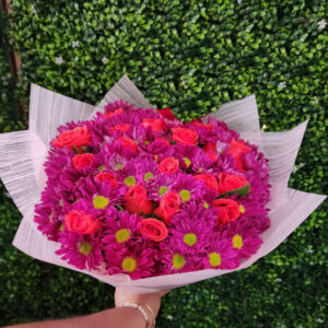 Ramo 24 rosas rojas margaritas