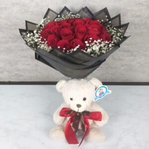 Ramo 24 rosas osito